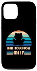 Carcasa para iPhone 14 meme rana - MILF Man I Love Frogs Vintage Sunset Retro