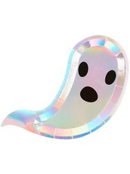 Smiffys 56500 Ghost Vajilla, 8 platos de fiesta, unisex, adulto, multicolor, talla única