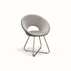 KONTE.DESIGN Set di 2 poltroncine ZANTE in tessuto effetto velluto grigio e base in metallo color oro