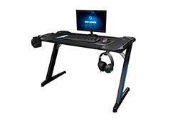 CoolBox DeepMaster II – Mesa Gaming pc con iluminación LED RGB, Color Negro, Medidas 120 x 60 x 74 cm
