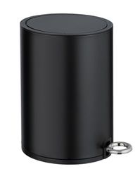 Wenko Monza Easy Close-Pattumiera a Pedale per Cosmetici, con Chiusura Automatica, capacità 3 l, Acciaio, Nero, 18,5 x 25,5 x 24,5 cm