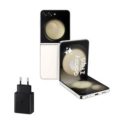 Samsung Galaxy Z Flip5, 512 GB + Cargador 45W - Teléfono Móvil Plegable con IA, Smartphone Android Libre, 8GB de RAM, Diseño Plegable, Beige (Versión Española)