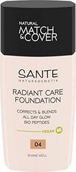 SANTE Naturkosmetik Radiant Care Foundation 04 Rose Amber, Vegan Foundation med ekologiska peptider och högkvalitativa oljor, för strålande hud, vårdande och hållbar formel, 30 ml