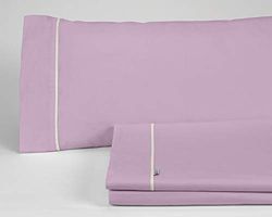 Juego de sábanas color malva - Cama de 150 (3 piezas) - 100% algodón - 144 hilos. Gramage: 115