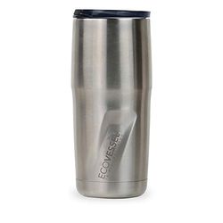 EcoVessel Metro Tri Max vakuumisolerad tumblerkopp i rostfritt stål/kaffe-resemugg med BPA-fri glidtopp - Silver Express, 473 ml