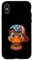 Mallard Duck 4th July USA Flag Independence Day Ragazzi Ragazze Custodia per iPhone X/XS