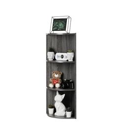 Iris Ohyama, Meuble de Rangement en Bois, Bibliotheque de coin, 3 Niveaux Étagère, Meuble d'Angle Modulaire, Polyvalent, Gris, Ouvert, pour Salon, Bureau, Chambre, CD, Livres, Assemblage Facile, CX-3C