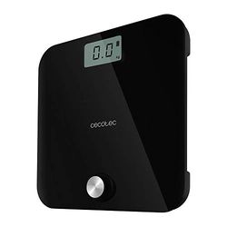 Cecotec Balance Pèse-personne avec bouton-poussoir EcoPower 10000 Healthy Black, Surface en Verre Trempé très sécurisée et capteurs de précision, Écran LCD, de 8 kg jusqu’à 180 kg