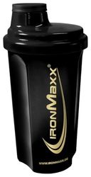 IronMaxx Shaker à protéines - Noir Or 700 ml | Shaker à protéines avec bouchon vissé, passoire, échelle | anti-fuite, sans BPA, lavable