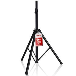 Pyle Pied d’Enceinte, Support Haut-Parleur universelle, Trépied robuste, Support d’Enceinte Pliable avec hauteur réglable de 100 à 180 cm, Insert 35 mm, Charge 60 kg, Noir