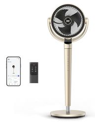 Dreo - Pedestal Fan with Remote, PolyFan 704S, 43" Quiet Standing Fan for Home Bedroom, 120°+105° Smart Oscillating Floor Fans Gold