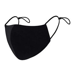 CUSTOM STYLE Reusable Face Mask Cloth 100% Cotton Masks | Black | Pack of 2 | Liquid-Repellent Protection | Washable | Adjustable Stretchy Ear Loops | Mouth Nose Shield | Breathable Handmade Covering