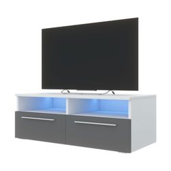 Selsey TV-kast, wit mat/grijs hoogglans, 34,5 x 100 x 45,5