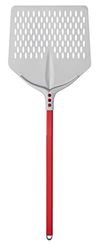 Cerutti inox Square Pizza Shovel Perforated, Tulip Line, 33 x 33 cm with Handle 60 cm, Anodized Aluminum, Red, 33 x 33 cm