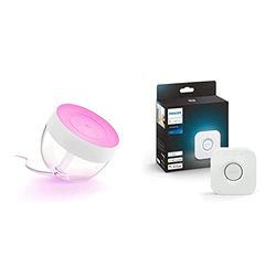 Philips Hue – Lámpara inteligente, Hue Iris, Lámpara de Mesa LED Inteligente, Compatible con Alexa y Google Home + Puente, Accesorio para bombillas y lámparas inteligentes Hue