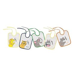Playshoes 507145 Embalagem de 5 babetes com imagens divertidas de animais, 25 x 20 cm, multicoloridas