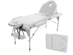 QUIRUMED Opvouwbare aluminium massagestoel, 186 x 66 cm, gestoffeerd, 14 cm, wit
