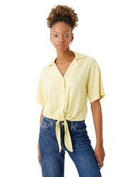 Koton Dames Crop Oversized Tie Detail Short Sleeve Shirt, geel (156), 40