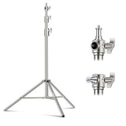 NEEWER Supporto per luce da 2,6 m in acciaio inox, con imbottitura a molla, resistente, con adattatore universale a vite da 1/4" a 3/8" per stroboscopio, luce video a LED, luce ad anello, monolight,