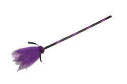 Witch Broom for disguise (85cm, detachable) with two-tone tulle, purple/black