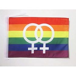 Drapeau Arc-en-Ciel Double Venus Grand 45 x 30 cm cordelettes