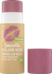 SANTE Naturkosmetik Smooth Color Kiss 02 Soft Berry - Bálsamo de labios vegano con aceites orgánicos, manteca de cacao y manteca de karité orgánica, cuidado intensivo, embalaje sostenible, 7 g