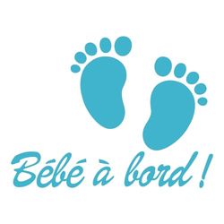 Ambiance Sticker Autocollant de Voiture Vitres Bébé à Bord Autocollant avec Petits Pieds de Bébé Bleu Ciel - H20 x L15 cm