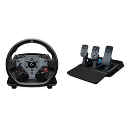 Logitech G PRO Racing Wheel + PRO Racing Pedals voor PS5, PS4 & PC - PRO-stuurwiel- en pedalenbundel met 11 Nm directe aandrijving, ultrarealistische feedback, Premium afwerking - Zwart