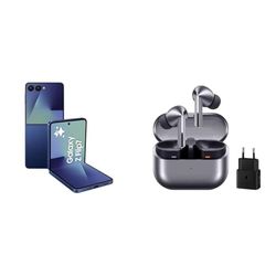 Samsung Galaxy Z Flip7 256GB, Azul Intenso + Samsung Galaxy Buds3 Pro + Cargador, Gris (Versión Española)