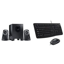 Logitech Z313 2.1 Sistema di Altoparlanti Multimediali con Subwoofer, Audio Full Range, 50 Watt & MK120 Combo Tastiera e Mouse con Filo per Windows, Mouse Ottico Cablato