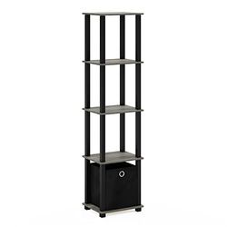 Furinno Tnt No Tools Étagère Décorative à 5 Niveaux avec Une Poubelle, Chêne Français Gris/Noir/Noir