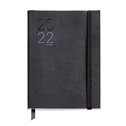 Miquelrius - Agenda anual 2022 Luxor, Semana Vista Horizontal, Tamaño Journal 122 x 168 mm, Cubierta flexible símil piel, Negro, Español