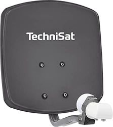 TechniSat DIGIDISH 33 Satellietkom voor 2 deelnemers (33 cm kleine satellietinstallatie - complete set met wandhouder en Universal Twin-LNB) grijs