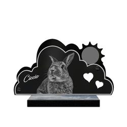 ETERNEL - Targa Funeraria Personalizzata Nuvola per Animali Domestici - Cane, Gatto, Coniglio, Animali da Compagnia, Foto e Testo Personalizzabile, targa funeraria incisa al laser per funerali