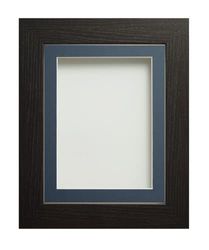 Frame Company Watson Black Picture Photo Frame fitted with Perspex, 10x8 inch with Blue Mount for image size 8x6 inch