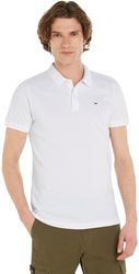 Tommy Jeans Heren TJM Slim Placket Polo S/S, Wit, XXL grote maten tall