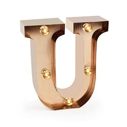 Legami - Mini Lettre décorative Lumineuse, Crochet arrière pour accrocher la Lettre au Mur, Bouton on/Off, 3 Piles déjà incluses, lumière Blanche Chaude, Lettre U