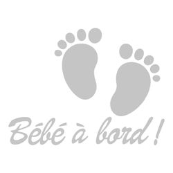 Ambiance Sticker Autocollant de Voiture Vitres Bébé à Bord Autocollant avec Petits Pieds de Bébé Gris Clair - H20 x L15 cm