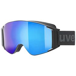 uvex g.gl 3000 TO - gogle narciarskie unisex - z wymienną szybką - powiększony zakres widzenia bez efektu zaparowania - black matt/blue-lasergold lite - one size