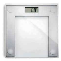 Wintem Personvåg i härdat glas med digital LCD-skärm med en maximal kapacitet på 150 kg - lätt och ultratunn perfekt för att bäras med bekväma halkfria fötter