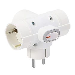 Aigostar Europese Stekkeradapter met 3 Stopcontact en Schakelaar,Stopcontact 3-Voudig,met Kinderbeveiliging,16A,250V,Wit