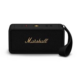 Marshall Middleton Altavoz Bluetooth inalámbrico portátil, más de 20 horas de tiempo de reproducción portátil, IP67 a prueba de agua, Negro y Latón