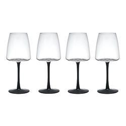 MIKASA Palermo Kristallen witte wijnglazen set van 4, 400ml, witte wijnglazen set met zwarte stelen | 100% loodvrij kristal - geschenkdoos en vaatwasmachinebestendig
