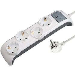 Electraline Extensão de base múltipla, branca, 3G1 mm², 2 m, 4 tomadas