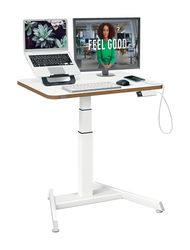 Leitz Ergo Compact Essential Pro Escritorio Compacto eléctrico con Memoria de 80 x 60 cm y Panel Organizador de Escritorio con Soporte para Ordenador portátil de, 80x25 cm