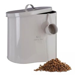 Premier Housewares Lucky Dog 12 Litre Adore Pets-Contenitore per Alimenti con Cucchiaio, 12 Litri, Motivo: Cane Portafortuna, Metallo, Natural, 12 L