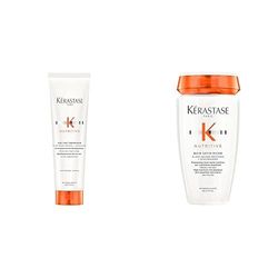 Kérastase - Nutritive - Routine Cheveux Secs à Très Secs - Bain Satin Riche, 250 ml + Lait Nourrissant Thermo-Protecteur - Sans Rinçage - Nectar Thermique - 150 ml