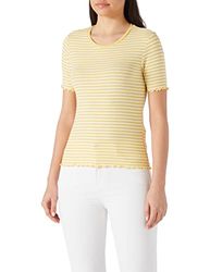Koton T-shirt voor dames, ronde hals, korte mouwen, gestreept, gele streep (18z), L