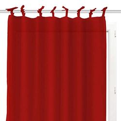 Soleil d'ocre PANAMA Visillo com nós de algodão, vermelho, 135 x 250 cm