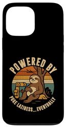 Powered By Pure Laziness Eventualy Retro Funny Sloth Hiking Case for iPhone 13 Pro Max